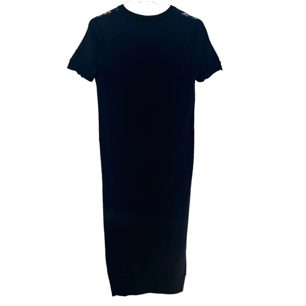 Tory Burch Navy Floral-Print Short-Sleeve Sheath Dress with Blue Trim - Picture 3 of 10